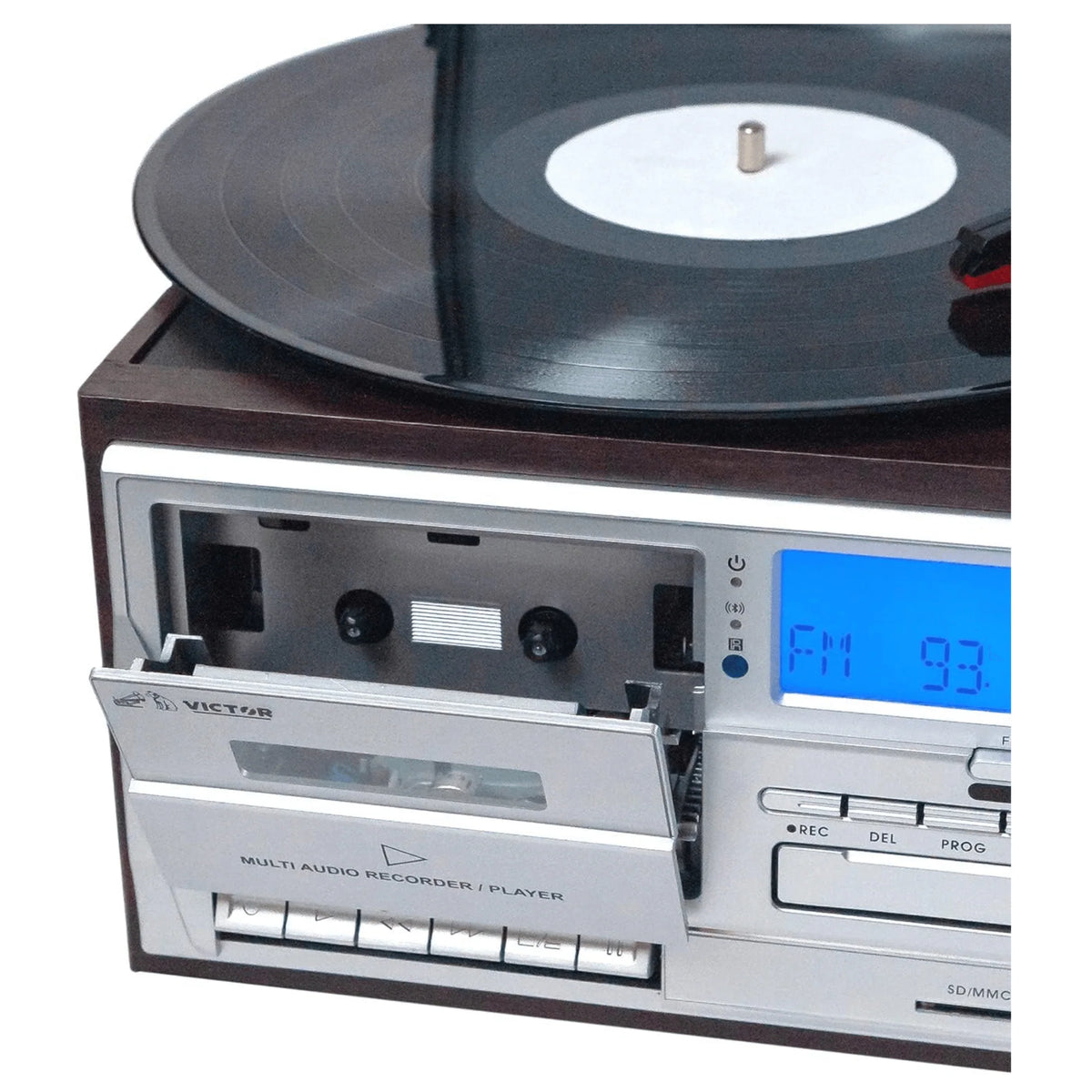 Victor Cosmopolitan 8-In-1 Turntable Music Center with Bluetooth, USB & Cassette
