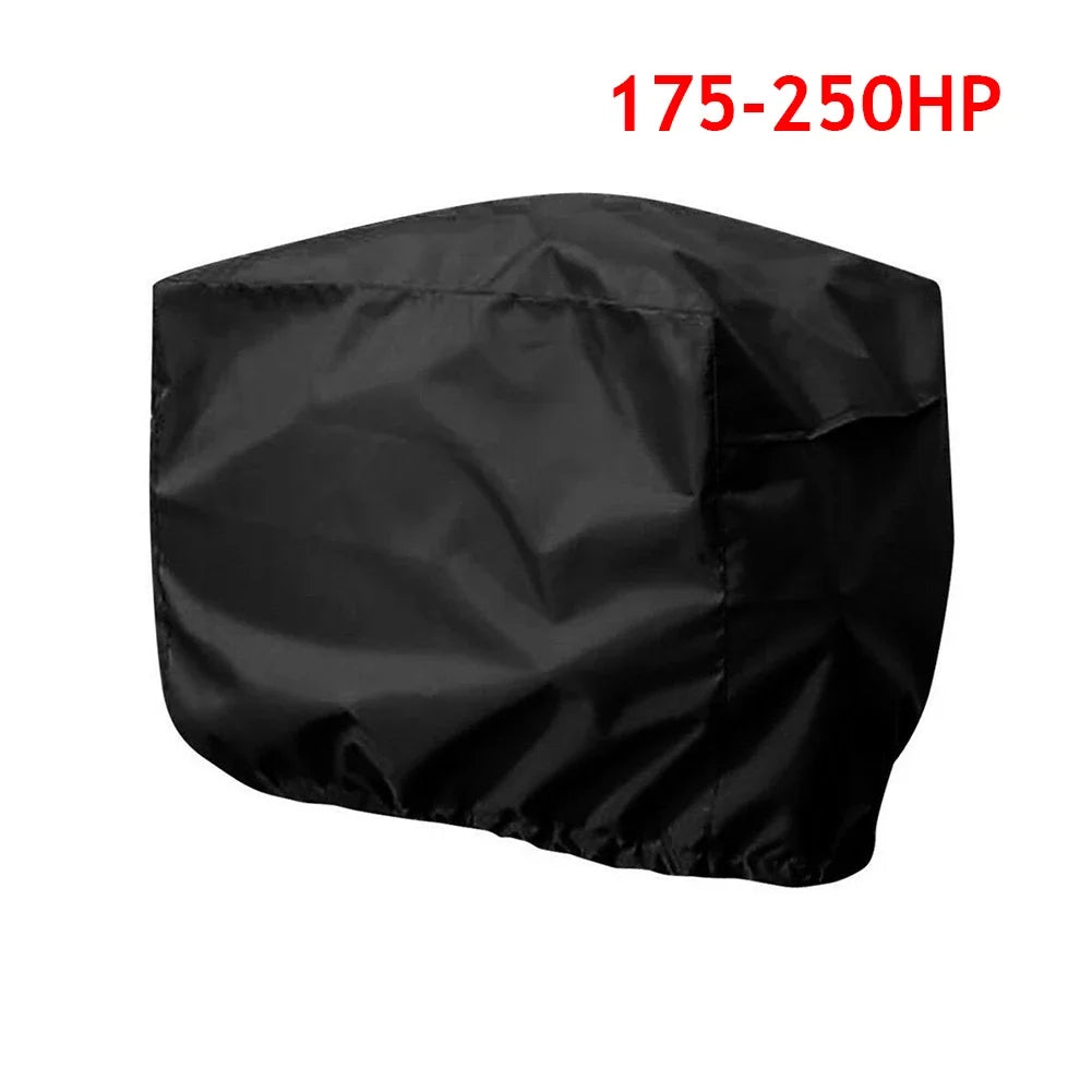 15-250HP Full Outboard Motor Engine Boat Cover 210D Waterproof Anti-Scratch Heavy Duty Engine Protector Motor Black Boat Fabric