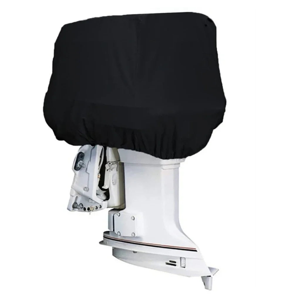 15-250HP Full Outboard Motor Engine Boat Cover 210D Waterproof Anti-Scratch Heavy Duty Engine Protector Motor Black Boat Fabric