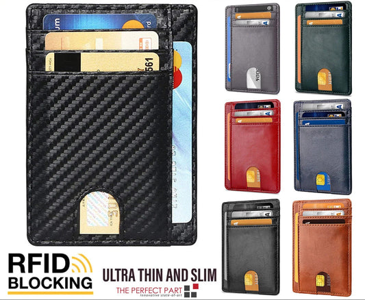 Mens Leather Slim Wallet Credit Card Holder RFID Blocking Pocket ID Money PU USA