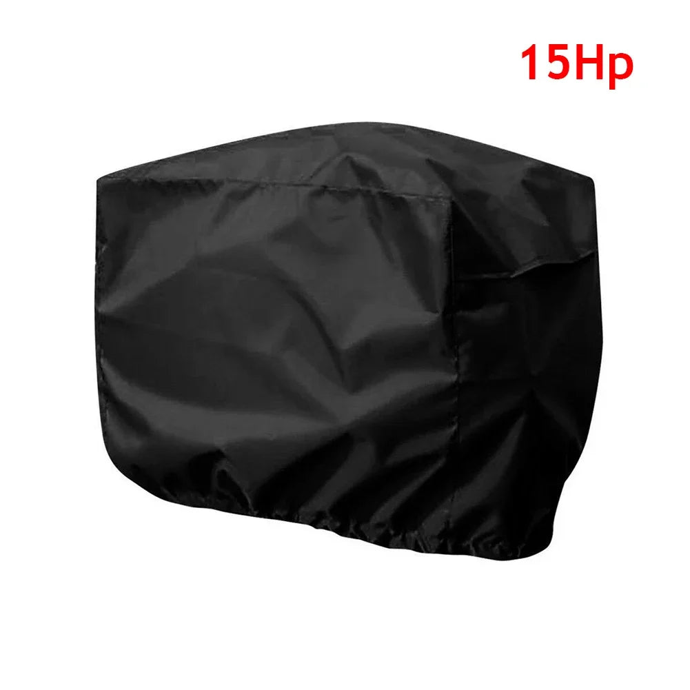 15-250HP Full Outboard Motor Engine Boat Cover 210D Waterproof Anti-Scratch Heavy Duty Engine Protector Motor Black Boat Fabric