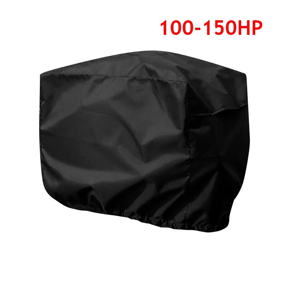 15-250HP Full Outboard Motor Engine Boat Cover 210D Waterproof Anti-Scratch Heavy Duty Engine Protector Motor Black Boat Fabric