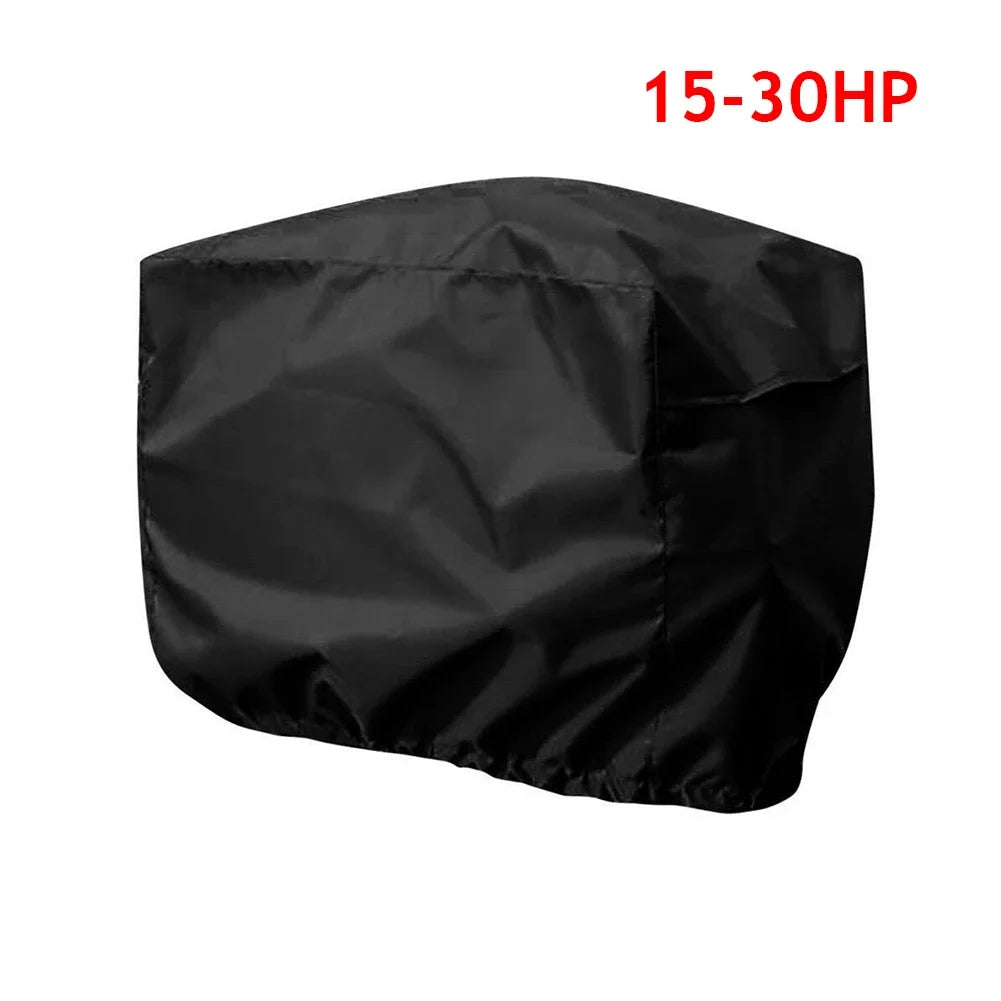 15-250HP Full Outboard Motor Engine Boat Cover 210D Waterproof Anti-Scratch Heavy Duty Engine Protector Motor Black Boat Fabric