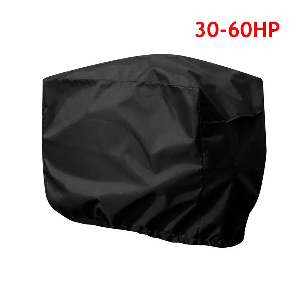 15-250HP Full Outboard Motor Engine Boat Cover 210D Waterproof Anti-Scratch Heavy Duty Engine Protector Motor Black Boat Fabric
