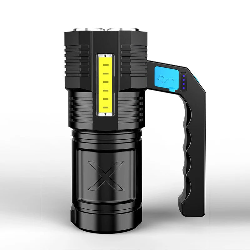 LED Flashlight USB Rechargeable Torch COB Spotlight Camping Light Emergency Lamp 4 Modes Waterproof Work Light